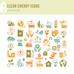 Wall Mural - clean energy icons made in a flat style and isolated on a white background in various colors. green 