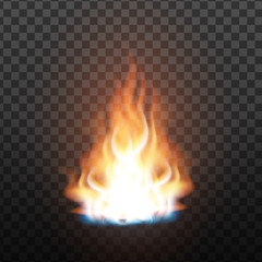 Poster - Animation Stage Of Bright Realistic Fire Vector. Orange Flammable Trail Of Fire. Fiery, Bonfire Or Burn Graphic Design Element Effect On Transparency Grid Background. 3d Illustration