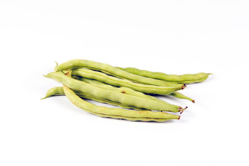 Green bean pods isolated over white background