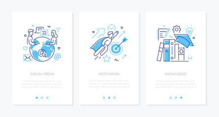Wall Mural - Business and education - set of line design style vertical web banners