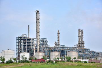 Refinery plant under the background of blue sky white clouds