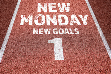 Wall Mural - New monday, new goals concept. Running track with highlighted number one