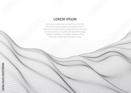 Abstract background with volumetric waves. Volumetric forms of lines.