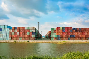 industrial port with containers