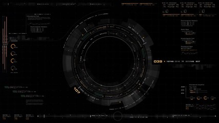Fototapete - Futuristic motion graphic user interface head up display screen with digital data telemetry information display for digital background computer desktop display screen