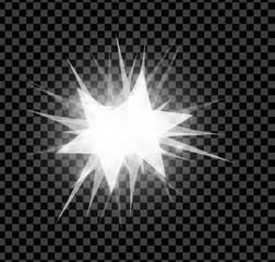 Multicolored white bright glowing and shining star dflares effect isolated on transparent background. Vector illustration