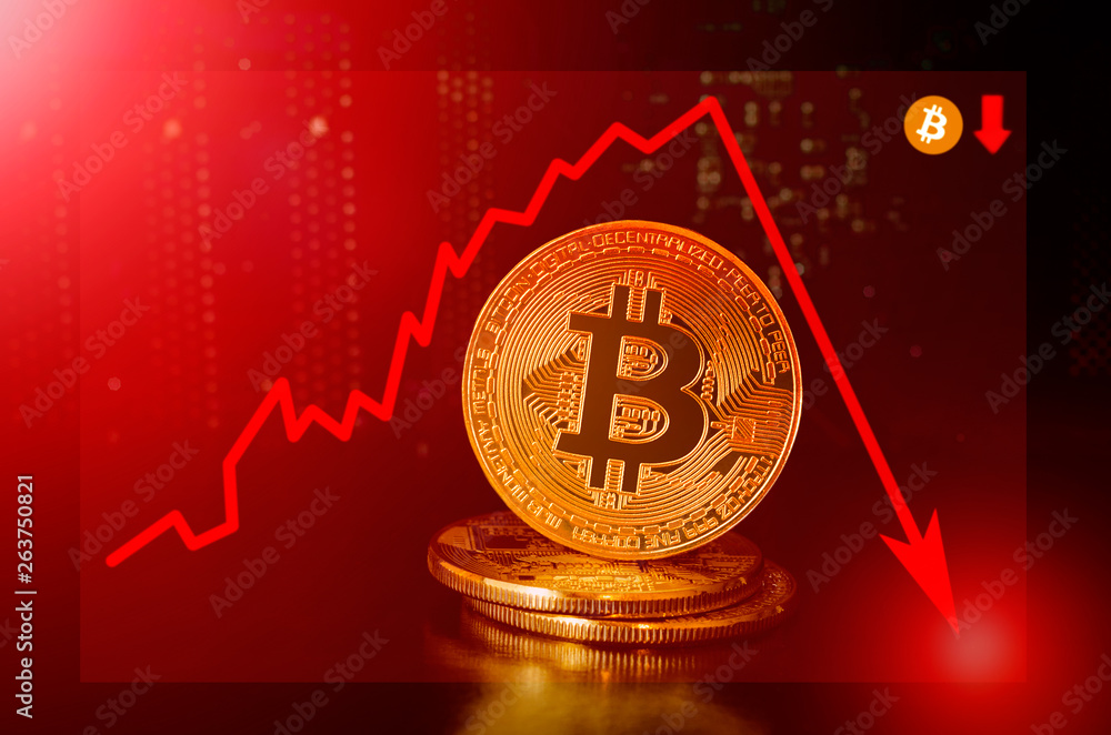 Bitcoin cryptocurrency value price fall drop; bitcoin price down