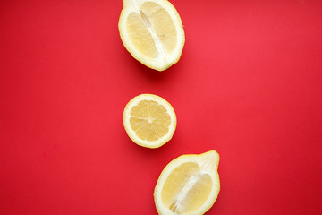 Canvas Print - Lemon in cut. Top view, empty space