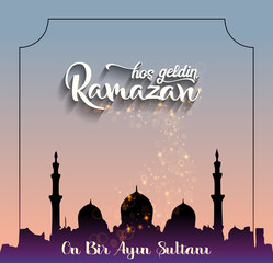 Happy ramadan.Ramadan Kareem poster. Holy month of muslim community.