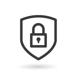 Wall Mural - shield security with lock icon. flat style - stock vector.