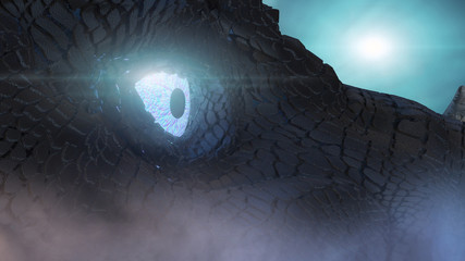 Wall Mural - the dragon with blue eyes 3D render