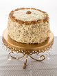 Italian Cream Cake on Jeweled Cake Stand with Copy Space