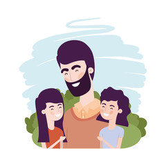 Poster - father with children avatar character