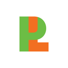 letters pl colorful design logo vector