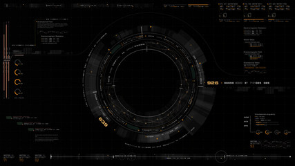 Aufkleber - Futuristic motion graphic user interface head up display screen with digital data telemetry information display for digital background computer desktop display screen