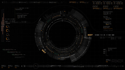 Aufkleber - Futuristic motion graphic user interface head up display screen with digital data telemetry information display for digital background computer desktop display screen