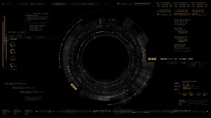 Aufkleber - Futuristic motion graphic user interface head up display screen with digital data telemetry information display for digital background computer desktop display screen