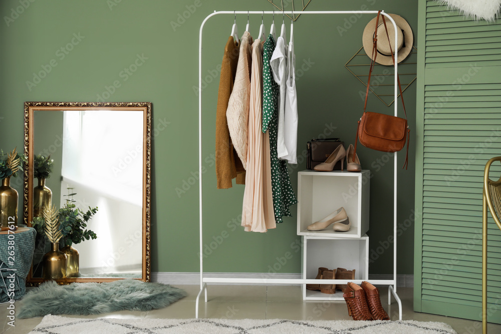 Stylish interior of dressing room