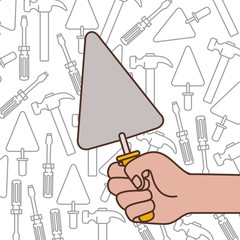 Sticker - hand with spatula tool isolated icon