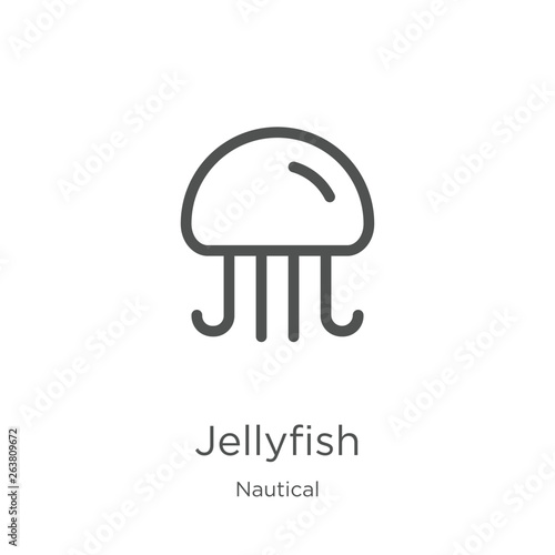 Jellyfish Icon Vector From Nautical Collection Thin Line Jellyfish Outline Icon Vector Illustration Outline Thin Line Jellyfish Icon For Website Design And Mobile App Development Buy This Stock Vector And Explore