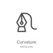 curvature icon vector from editing tools collection. Thin line curvature outline icon vector illustration. Outline, thin line curvature icon for website design and mobile, app development.