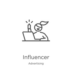 influencer icon vector from advertising collection. Thin line influencer outline icon vector illustration. Outline, thin line influencer icon for website design and mobile, app development.