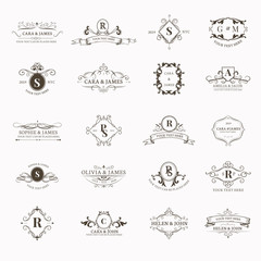 Wall Mural - emblems with initials set