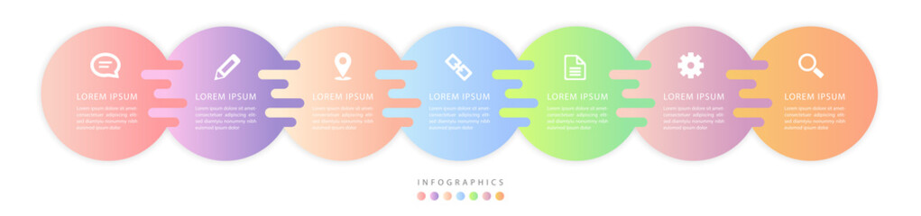 Vector infographic design UI template colorful gradient labels and icons