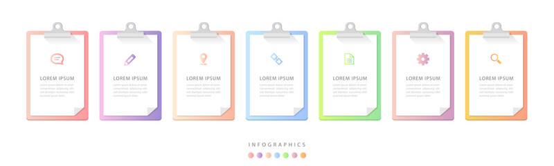Wall Mural - vector infographic design ui template colorful gradient clipboard paper template labels and icons