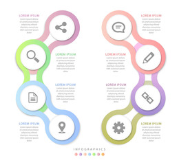 Wall Mural - vector infographic design ui template colorful spiral round cross chain gradient labels and icons