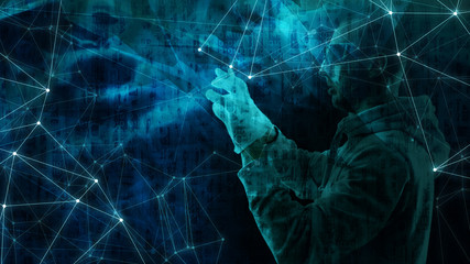 phishing attack threat, bank scam in cyber space, computer binary code numbers