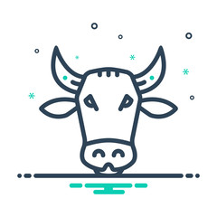 Mix line icon for cow 