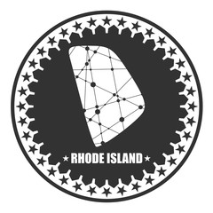 Wall Mural - Image relative to USA travel. Rhode Island state map textured by lines and dots pattern. Stamp in the shape of a circle