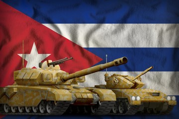 Cuba tank forces concept on the national flag background. 3d Illustration