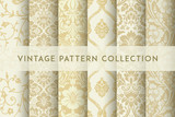 Set of Vector seamless damask patterns. Rich ornament, old Damascus style pattern