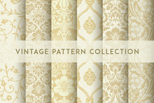Set Of Vector Seamless Damask Patterns. Rich Ornament, Old Damascus Style Pattern
