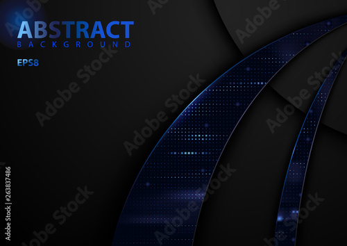 Dark Abstract Tech Background with Blue Elements - Detailed Graphic Illustrat...