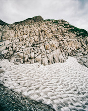 Snow Field And Alpine Rock Formation Shot On Film