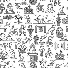 Egypt Ancient Culture Symbols Seamless Pattern