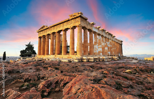 Plakat Partenon na Akropolu, Ateny, Grecja. Nikt
