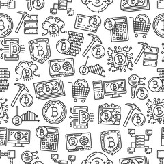 Aufkleber - Cryptocurrency mining bitcoin seamless pattern