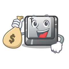 Sticker - With money bag button T isolated in the cartoon