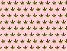 Cannabis Leaf Pattern On Pink