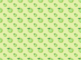 Sticker - top view of seamless pattern with handmade paper apples isolated on green