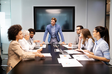 Corporate business team and manager in a meeting