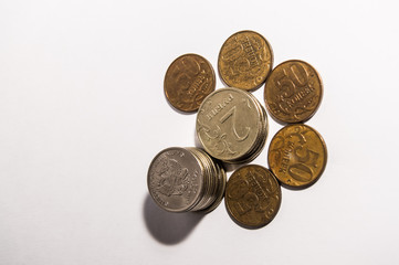 coins on white background