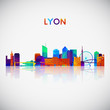 Lyon skyline silhouette in colorful geometric style. Symbol for your design. Vector illustration.