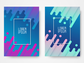 Set of two modern abstract covers with cool gradient shapes and copy space for text. Art design for your project