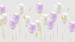 Celebration design with baloon color pink and white pastel, confetti and gold ribbons. luxury greeting rich card.