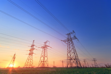 power line in the sunlight / bright abstract photo of the industrial zone